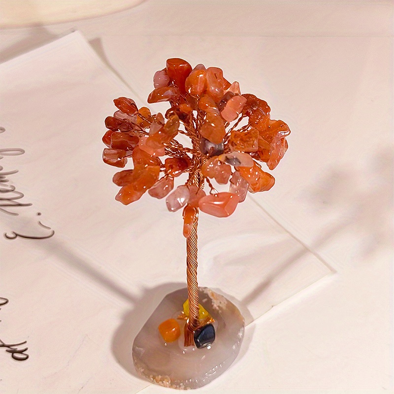 Natural Crystal Fortune Tree Ornaments with Agate Base Handicrafts
